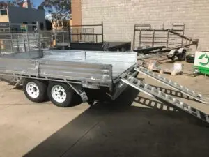 12x7 Flat top Tandem Hydraulic Tipper Trailer 3500kg ATM, 3.5 Ton Ramps