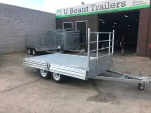 12x7 Flat top Tandem Hydraulic Tipper Trailer 3500kg ATM 3.5 Ton , Ramps, 600mm cage