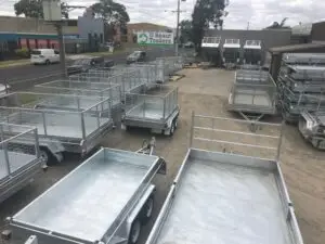 12x7 Flat top Tandem Hydraulic Tipper Trailer 3500kg ATM 3.5 Ton , Ramps, 600mm cage