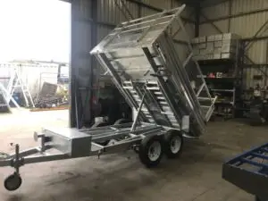 10×7 Flat top Tandem Tipper with 300mm fold down side, 600mm cage, Ramps  3500kg ATM 3.5 Ton