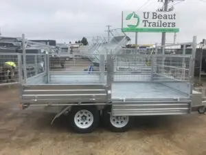 12x7 Flat top Tandem Hydraulic Tipper Trailer 3500kg ATM 3.5 Ton , Ramps, 600mm cage