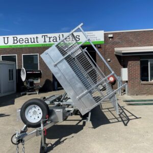 12×7 3 Way Flat top Tandem Hydraulic Tipper Trailer 3500kg ATM 3.5 Ton , Ramps, 600mm cage