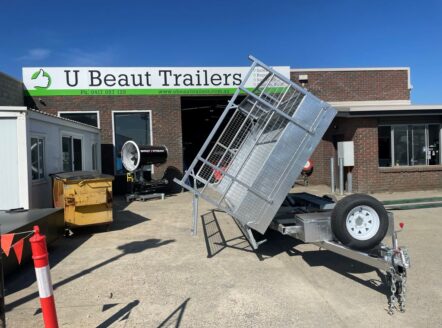 12x7 3 Way Flat top Tandem Hydraulic Tipper Trailer 3500kg ATM 3.5 Ton , Ramps, 600mm cage