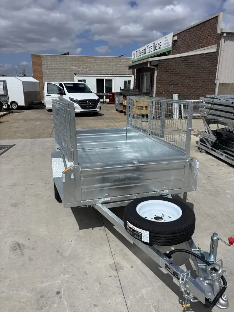 7x4 box trailer galvanised 400mm side 750kg U Beaut Trailers front scaled
