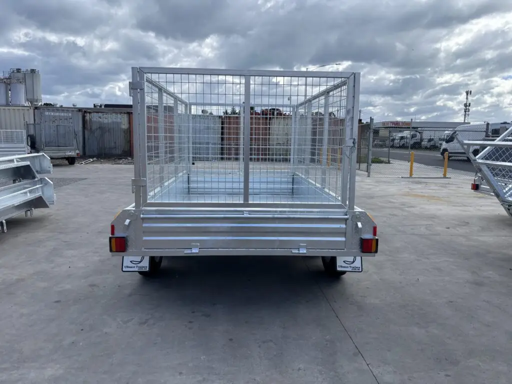 9x5 tandem box trailer galvanised 300mm side cage U Beaut Trailer rear scaled